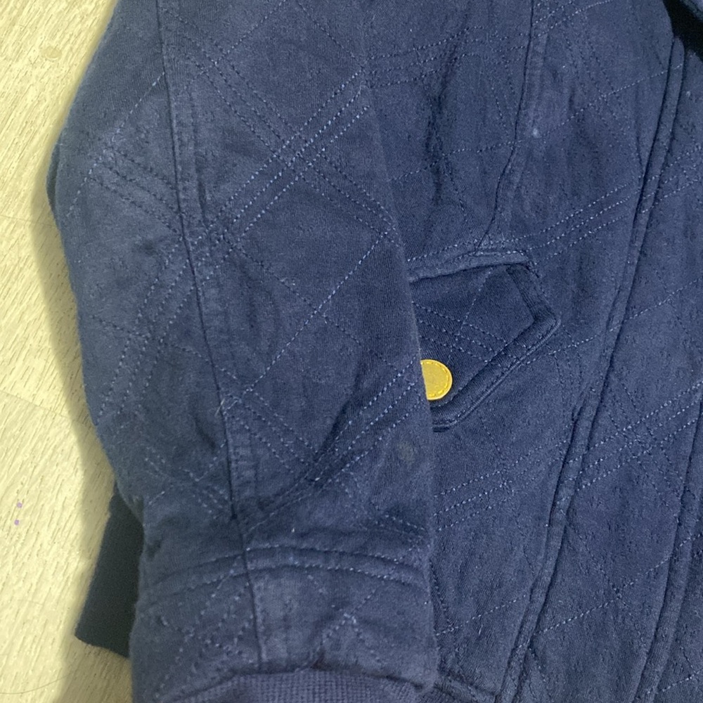 Anthro Allihop Navy Quilted Hooded Jacket - Picture 4 of 8